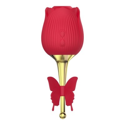 Ventouse de clitoris avec Point Vibrator - Rouge foncé Ventouse de clitoris avec Point Vibrator - Rouge foncé