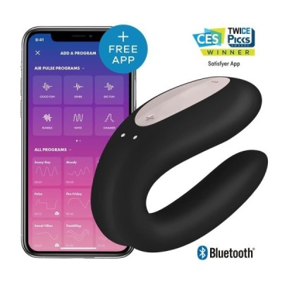 Stimulateur Connecté pour Couple Satisfyer Double Joy - Noir Stimulateur Connecté pour Couple Satisfyer Double Joy - Noir