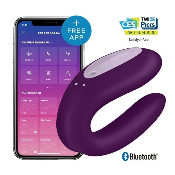 Stimulateur Connecté pour Couple Satisfyer Double Joy - Violet