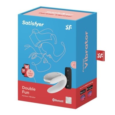 Stimulateur pour Couple Connecté Satisfyer Double Fun-Blanc