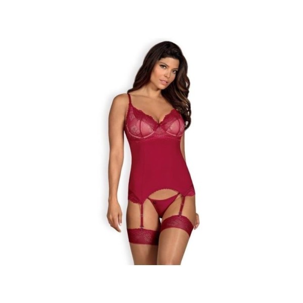 Corset et String Rosalyne Rouge - XXL