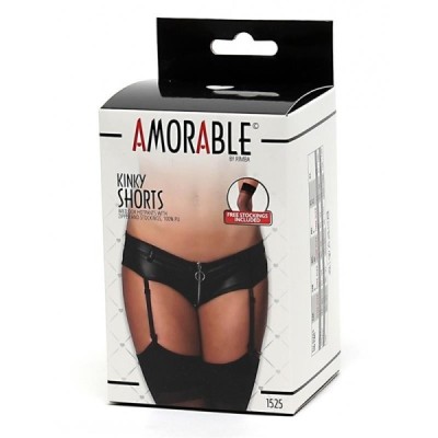 Short avec porte-jarretelles et fermeture éclair Short avec porte-jarretelles et fermeture éclair