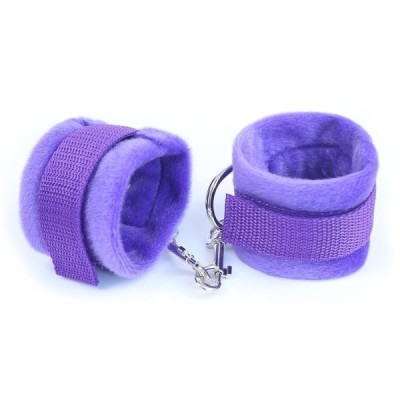 Menottes avec Velcro avec Longue Fourrure Violet