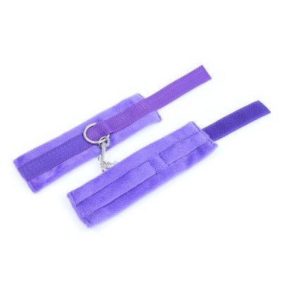 Menottes avec Velcro avec Longue Fourrure Violet