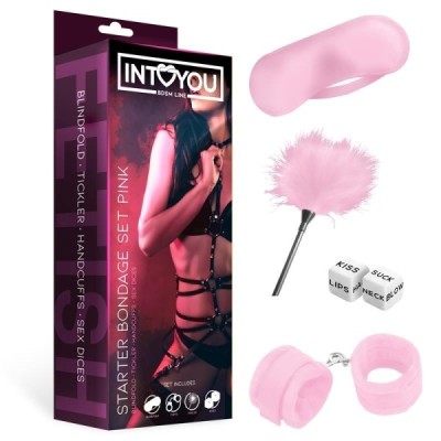 Set de Bondage Débutants 4 Pièces - Rose Set de Bondage Débutants 4 Pièces - Rose