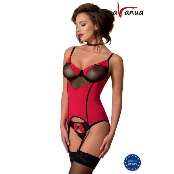 Guêpière VALENTIN Rouge/Noir - Tailles : L/XL - 40/42